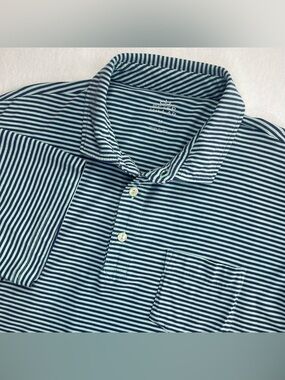 Peter Millar Polo Shirt Mens M Green Striped Short Sleeve Classic Preppy Pocket